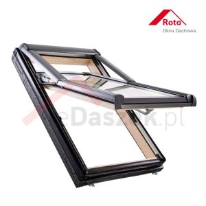 Okno ROTO o podwyższonej osi obrotu Drewniane R79 H WD z pakietem 3-szybowym Standard