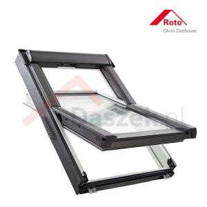 Okno ROTO otwierane w połowie osi obrotu PCV Q4 K2S z pakietem 2-szybowym Standard