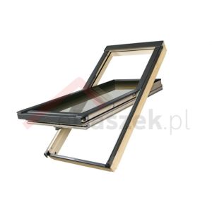 Okno FAKRO otwierane w połowie osi obrotu Drewniane FTT U8 THERMO